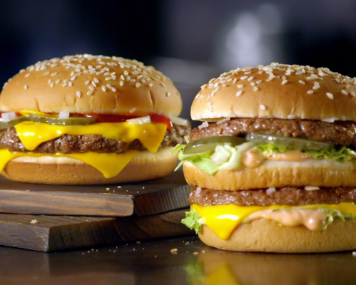 McDonald's single patty and double patty burger.