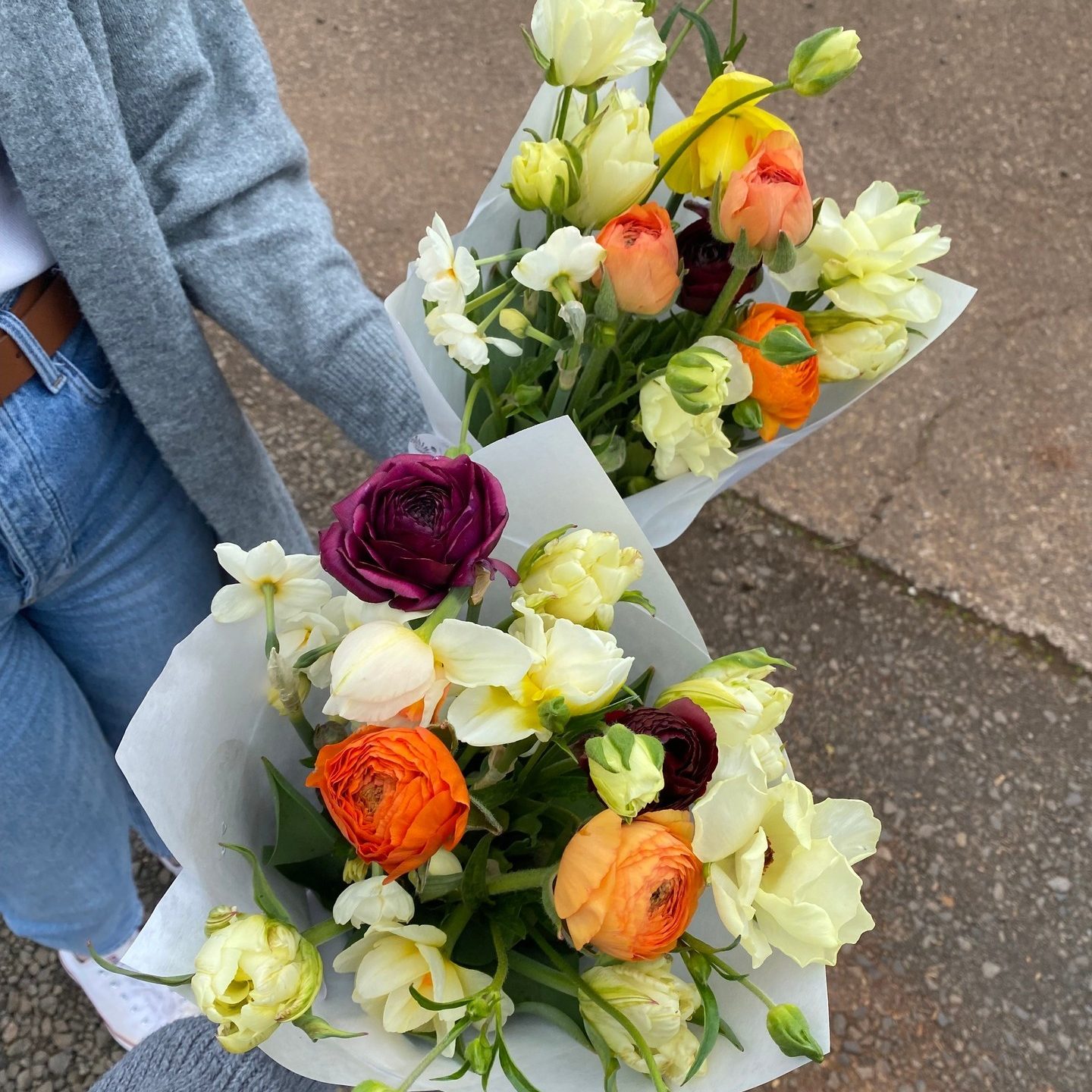 two bouquets of flowers