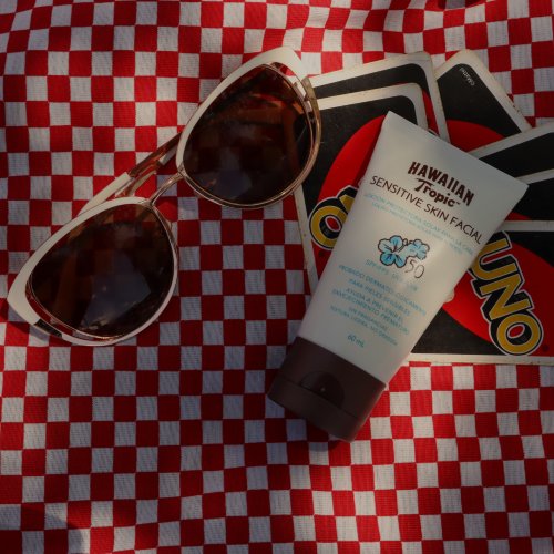 Walgreens uno cards, sunscreen, and sunglasses